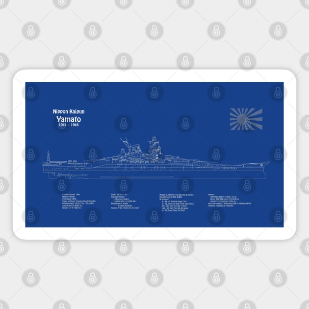 Yamato Battleship of the Imperial Japanese Navy - ADpng Magnet by SPJE Illustration Photography